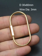 Extra large and small Solid brass wire wrap run course oval Screw Lock Carabiner Key ring Keychain DIY EDC housewarm gift - Image 14
