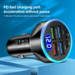 250W PD Car Charger QC3.0 Fast Charge two to Six Port Car Cigarette Lighter Plug Car Charger Flash Charge with Digital Display - Image 5