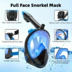 Full Face Snorkel Mask with Detachable Camera Mount,Snorkeling Swimming Diving Mask Wide View Anti-Fog Anti-Leak for Adult Youth - Image 2