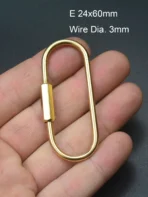 Extra large and small Solid brass wire wrap run course oval Screw Lock Carabiner Key ring Keychain DIY EDC housewarm gift - Image 9