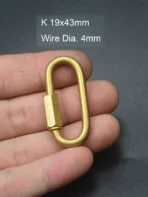 Extra large and small Solid brass wire wrap run course oval Screw Lock Carabiner Key ring Keychain DIY EDC housewarm gift - Image 6