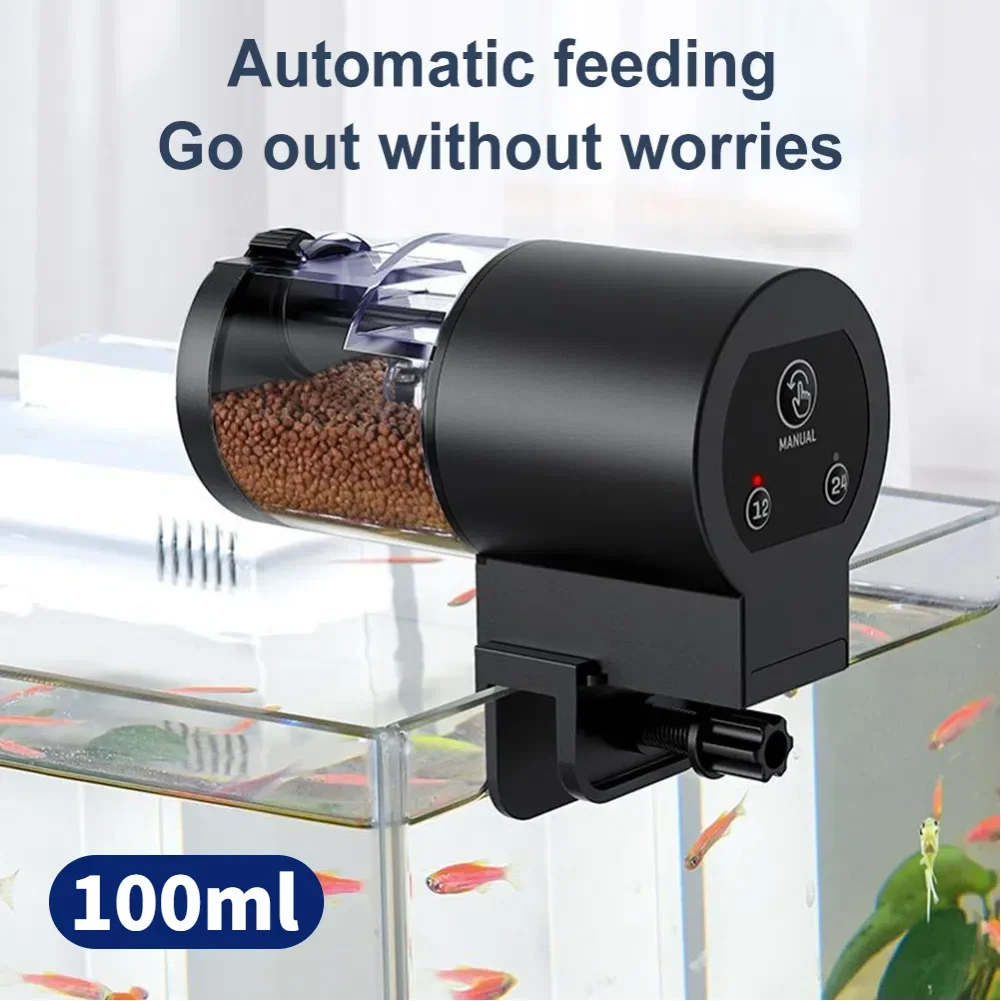 S7a1e22455de546c3ad51fb2ab912bc32N.webp Automatic Fish Feeder With Timer IP66 Waterproof Auto Fish Tank Feeder 100ml Capacity Food Dispenser For Fish/Turtle - Image 1