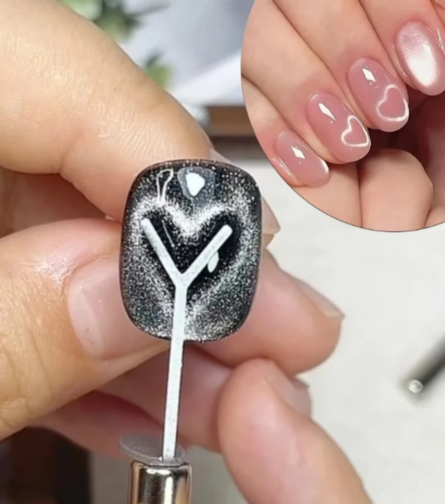S8c3f529b4adb46a181309179d62044beL.webp 1/2/4pcY-shaped Love Heart Magnetic Auxiliary Tool For Match with Nail Magnet Suck Cat Eye Heart Shapes Effect Nail Gel DIY Tool - Image 1
