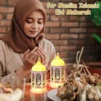 1-10PCS 2026 Ramadan Vintage Castle Candle Holder Middle Eastern Lantern Creative Handheld Lantern Electronic Candle Decoration - Image 2