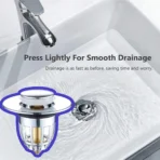1/2/5pcs Universal Rebound Drain Plug Filter Basin Pop-up Chrome Sink Filter with Hair Catcher Bathroom Sink Drain Stopper - Image 5