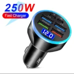 250W PD Car Charger QC3.0 Fast Charge two to Six Port Car Cigarette Lighter Plug Car Charger Flash Charge with Digital Display - Image 12