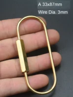 Extra large and small Solid brass wire wrap run course oval Screw Lock Carabiner Key ring Keychain DIY EDC housewarm gift - Image 13