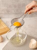 1pc Stainless Steel Egg Separator, Easy Yolk & Egg White Separator, Anti-Scald Handle, Baking & Breakfast Tool, Easy To Clean & Durable