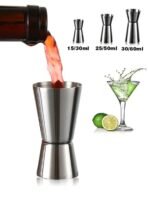 1pc Stainless Steel Double-Headed Measuring Cup, Stainless Steel Measuring Cup, Liquid Measuring Cup, Professional Cocktail Double-Headed Measuring Cup, Cocktail Mixer, Cocktail Glass, Water Cup, Essential For Summer, Precise Beverage Measurement Tool, Su