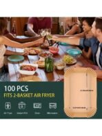 200pcs Disposable Air Fryer Paper Liners Rectangular Non-Stick Baking Paper For Double Layer Air Fryer, Air Fryer Accessories, Oil-Proof & Waterproof Air Fryer Paper Liners, Air Fryer Paper Liners, Autumn Decor Home, Kitchen Decor, Christmas Gifts, Cheap, - Image 4