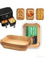 200pcs Disposable Air Fryer Paper Liners Rectangular Non-Stick Baking Paper For Double Layer Air Fryer, Air Fryer Accessories, Oil-Proof & Waterproof Air Fryer Paper Liners, Air Fryer Paper Liners, Autumn Decor Home, Kitchen Decor, Christmas Gifts, Cheap, - Image 2