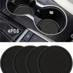 4pcs Car Cup Holder Liners, Universal Non-Slip Cup Holder, Embedded Decorative Cup Holder, Car Interior Accessories, Black