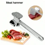 1pc Stainless Steel Meat Tenderizer, Double-Sided Meat Hammer, Steak Pounder, Kitchen Tool, Meat Mallet, Suitable For Picnic, Travel, Camping, BBQ - Metal Material