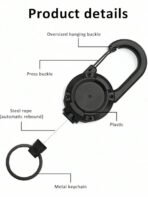 SHEIN Siliget Heavy Duty Lanyard Badge Reel With 23.6'' Steel Cord, Retractable Keyring For Outdoor Black - Image 4