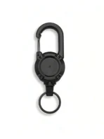 SHEIN Siliget Heavy Duty Lanyard Badge Reel With 23.6'' Steel Cord, Retractable Keyring For Outdoor Black