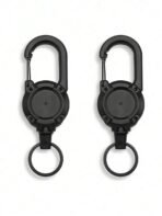SHEIN Siliget Heavy Duty Lanyard Badge Reel With 23.6'' Steel Cord, Retractable Keyring For Outdoor Black - Image 2