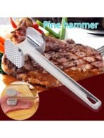 1pc Stainless Steel Meat Tenderizer, Double-Sided Meat Hammer, Steak Pounder, Kitchen Tool, Meat Mallet, Suitable For Picnic, Travel, Camping, BBQ - Metal Material - Image 2