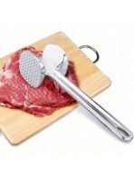 1pc Stainless Steel Meat Tenderizer, Double-Sided Meat Hammer, Steak Pounder, Kitchen Tool, Meat Mallet, Suitable For Picnic, Travel, Camping, BBQ - Metal Material - Image 8