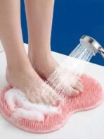 Silicone Shower Foot Scrubbing Pad With Strong Suction Cups, Wall-Mountable Exfoliating Foot Massage Mat, Multi-Purpose Back & Body Scrubbing Cleaning Pad, Quick-Dry Non-Slip Bathroom Cleaning Tool, Unisex, Suitable For Bathroom Shower Spa Gift